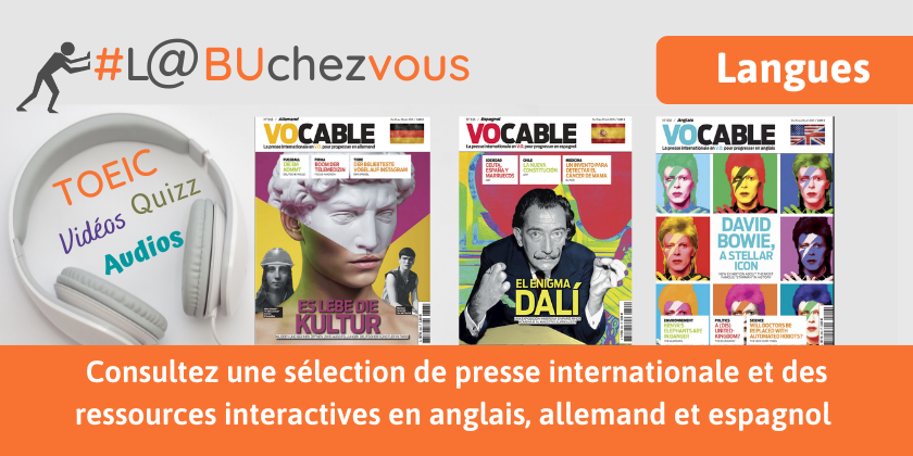 bibliothequesub's tweet photo. #LaBUchezvous 💻 
Votre BU est abonnée à la version en ligne de #Vocable ! ➡ Retrouvez tous les numéros des magazines 🇬🇧 🇩🇪 🇪🇸 et des tests d'évaluation (TOEIC, quiz, vidéos,...) 👉 https://t.co/6FPC4j3lim
[Identifiants ENT requis] https://t.co/PFQjKYldF1