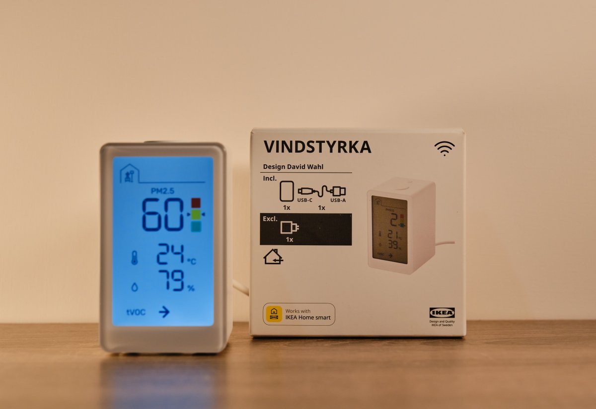 safe_breathe's tweet photo. I've had a couple of weeks with the two IKEA air quality monitors, and I want to share some of my thoughts. 

Before diving in, however, I want to mention that whatever my thoughts on the devices, I am pleased to see air quality monitors on the shelves (virtual or otherwise) of big retailers such as IKEA and Amazon. This is a great step forward and shows an increasing awareness of indoor air quality. Furthermore, the prices on these monitors are quickly dropping, making them more accessible for everyone - something that I see as another great step forward.

My full Vindstyrka (the $49 monitor) review will be published soon. Until then, here is what I think:

Vindriktning ($14.99): Unfortunately, this device isn't worth it - even at such a low price. It's inaccurate, and since it only displays three different air quality levels (green, yellow and red - like a traffic light), it's not particularly useful. This issue is exacerbated, considering it needs to be more accurate to begin with.

Accuracy report: https://t.co/WT1JlLooAN

That said, the Airgradient article shows that the device picks up trends in PM2.5 concentrations; it just severely underreports them. This device could be a fantastic and inexpensive option with an update to account for this underreporting and a very simple screen that shows concentrations rather than an LED. I love the concept of making air quality monitoring inexpensive, and a second version of this device with these two changes could be fantastic - even if they need to increase the price to $20 or $25.

Vindstyrka ($49.99): This is a far more promising device. It uses a Sensirion SEN54 sensor, which has good accuracy and has been proven by third-party reports and studies to perform within its stated accuracy. The sensor alone costs $30, and while IKEA would've had wholesale discounts, it's great to see such a good sensor in an inexpensive device.

My biggest issue with this device is the tVOC scale, which uses only three arrows to show increasing, stable or decreasing tVOC levels instead of an actual concentration. While this might have been decided because the SEN54 is only accurate to ±15% m.v. with VOCs, I would still have loved to have seen a number value.

Secondly, the three colours which represent PM2.5 are very misleading. The colours represent the PM2.5 concentration as follows:

- Green: 0-35μg/m3
- Yellow: 35-120μg/m3
- Red: 120μg/m3 +

The issue? The WHO states the average 24-hour exposure to PM2.5 should not exceed 25 μg/m3. On the Vindstyrka, this is still considered 'good' (green). Luckily, a number is also displayed, and I recommend referring to this instead.

Besides these two issues, this is a great option at the price. There are few alternatives, and the Vindstyrka both looks good and performs well. It even has connectivity (but you can't access VOC data)!

Have you tried either of these monitors? I would be curious to hear your thoughts!