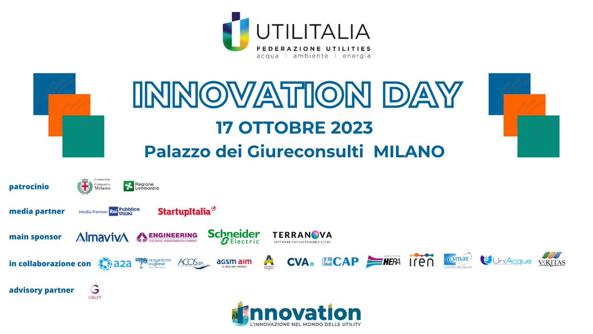#SaveTheDate: 📆 17 ottobre 📍 Palazzo dei Giureconsulti MILANO, 𝗨𝘁𝗶𝗹𝗶𝘁𝗮𝗹𝗶𝗮 𝗜𝗻𝗻𝗼𝘃𝗮𝘁𝗶𝗼𝗻, 25 #startup innovative incontrano le aziende di #acqua, #rifiuti ed #energia. Programma: t.ly/Biz5n
#UtilitaliaInnovation #InnovationDay #Utilitalia
