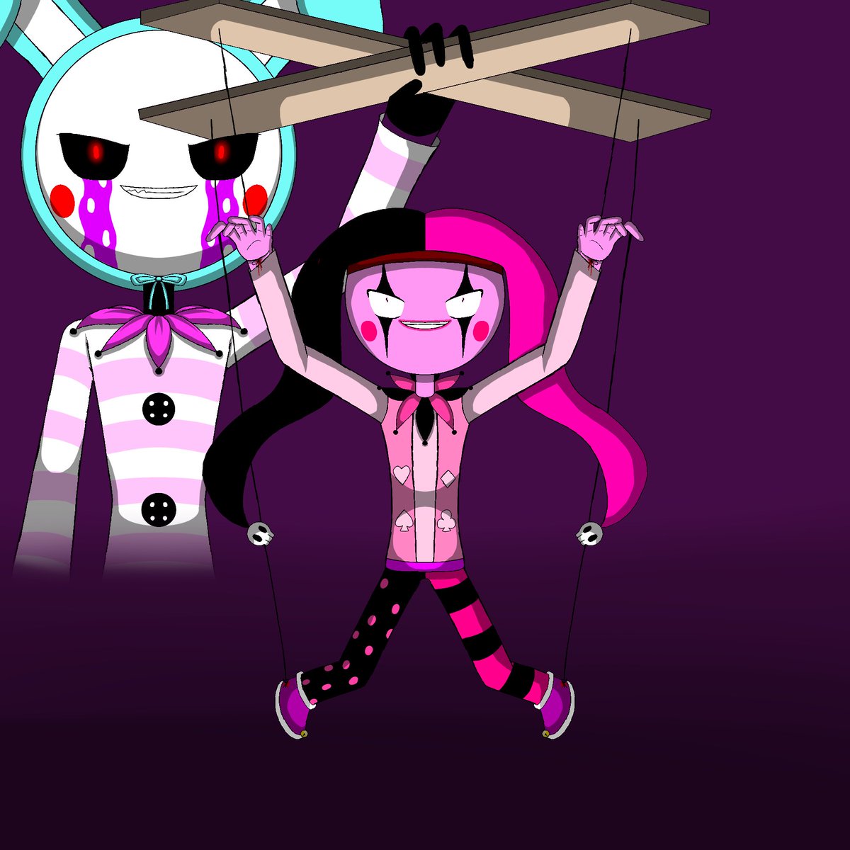 StormKitty8's tweet photo. Goretober day 5 Puppet on Strings 

Maza the Puppeteer and Wrathlock the Jester

#stickfigure #oc #goretober2023 #goretober #goretoberday5 #goretober2023day5 #puppet #nonbinary #nonbinarycharacter #jester #puppetonastring #stickfigureoc #clown #oc #clownoc  #jesteroc https://t.co/3ubkbAyJIE