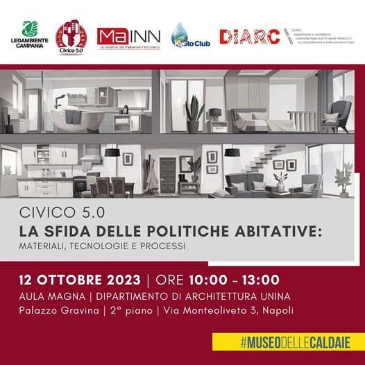 #museodellecaldaie #Mainn
📆Giovedì 12 ottobre
🕙10:00 - 13:00
📌Napoli - UniNa Federico II - Aula Magna Dip. Architettura
Vi aspettiamo al convegno 𝙇𝙖 𝙨𝙛𝙞𝙙𝙖 𝙙𝙚𝙡𝙡𝙚 𝙥𝙤𝙡𝙞𝙩𝙞𝙘𝙝𝙚 𝙖𝙗𝙞𝙩𝙖𝙩𝙞𝙫𝙚: 𝙢𝙖𝙩𝙚𝙧𝙞𝙖𝙡𝙞, 𝙩𝙚𝙘𝙣𝙤𝙡𝙤𝙜𝙞𝙚 𝙚 𝙥𝙧𝙤𝙘𝙚𝙨𝙨𝙞.