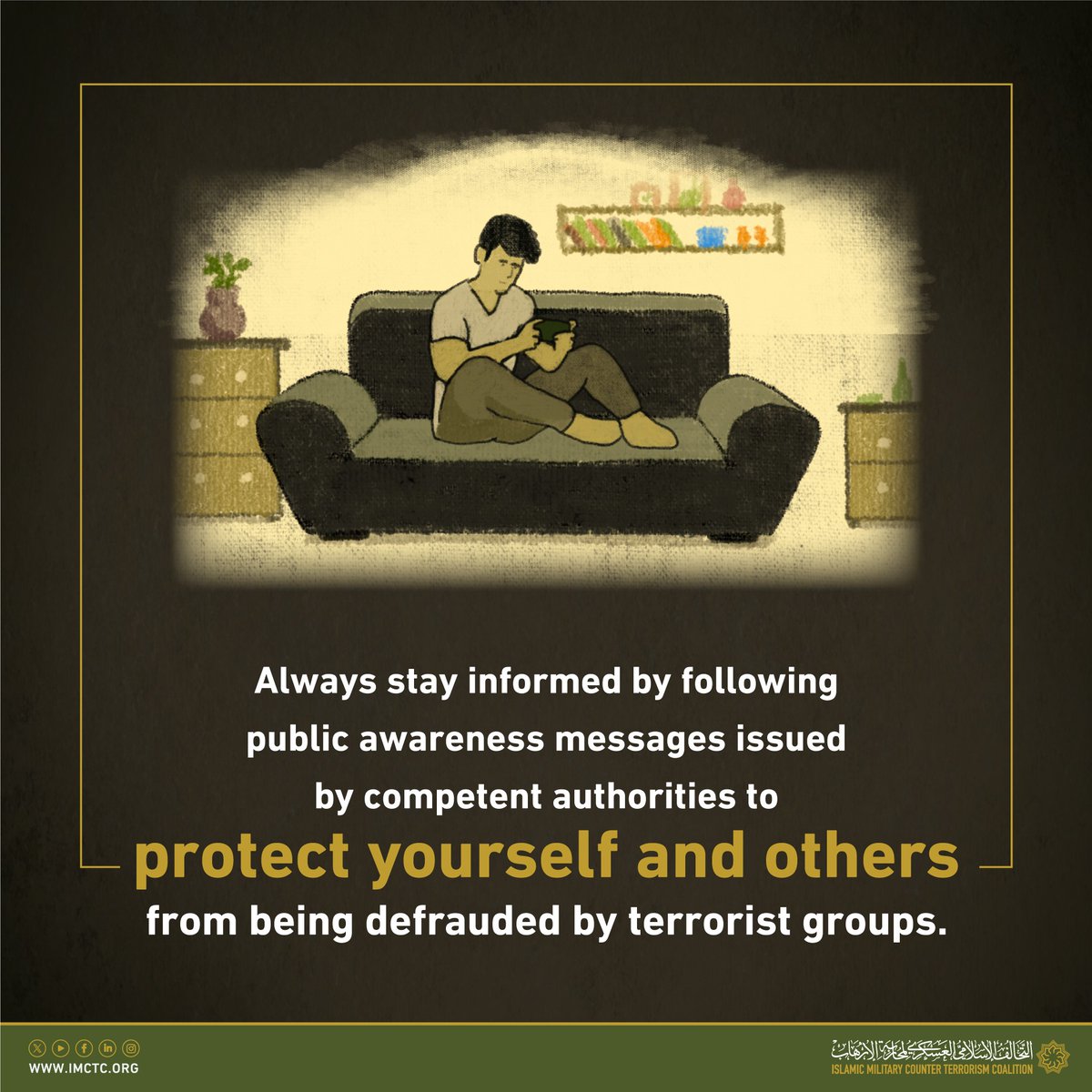 imctc_en's tweet photo. Terrorist groups try to invent new tricks in their criminal activities such as phishing messages requesting data update from members of society to entice them inadvertently into funding terrorism, #Make_the_difference by reporting them!
#IMCTC https://t.co/TlBfyMuQKT