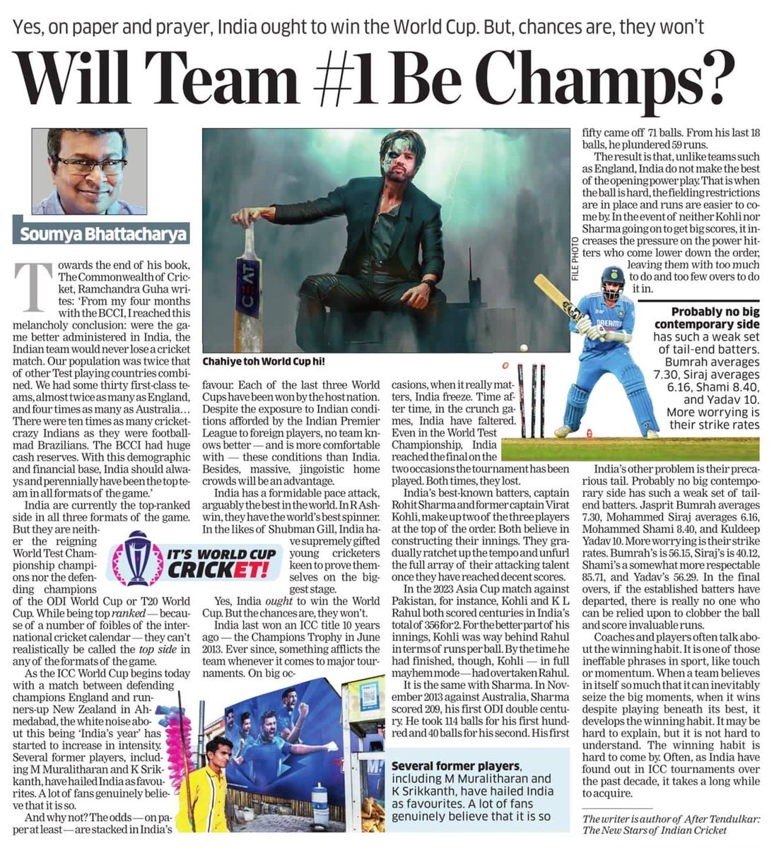 On paper, the odds are in India’s favour. But can the hosts win the #ICCWorldcup? My column in The Economic Times. ⁦@EconomicTimes⁩