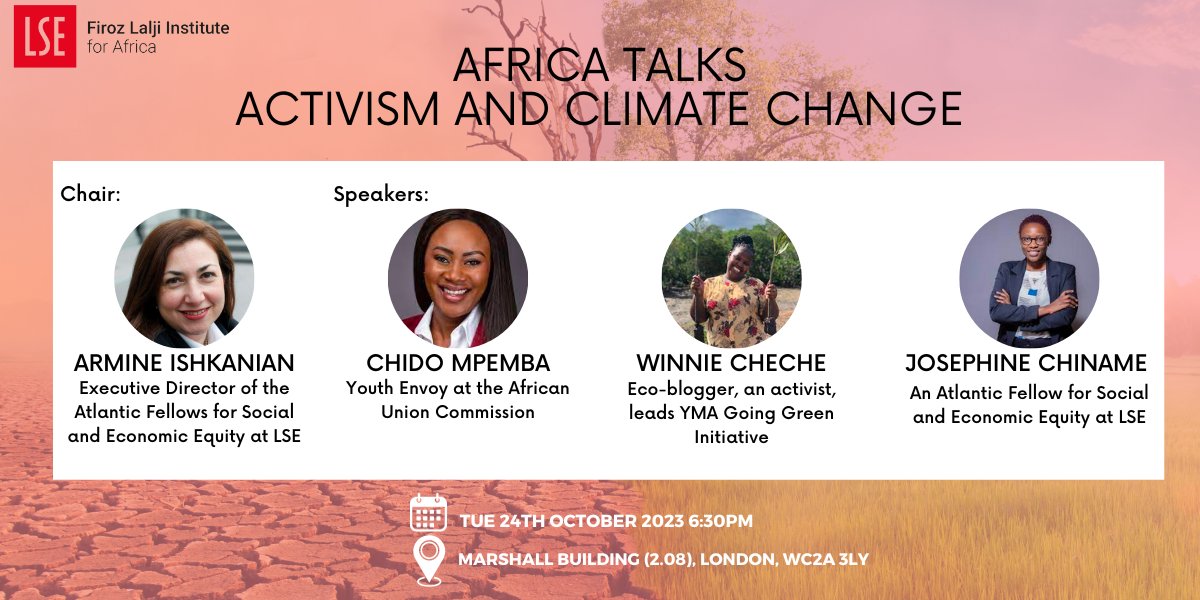🌍 Excited to join #AfricaTalks as a speaker! 

🎙️ Join us on Oct 24, 2023, at 6:30 PM in London or online, as we discuss climate change and grassroots activism in Africa. Let's make a positive impact! 

#ClimateActivism #ChangeMakers #JoinTheConversation @LSEpublicevents