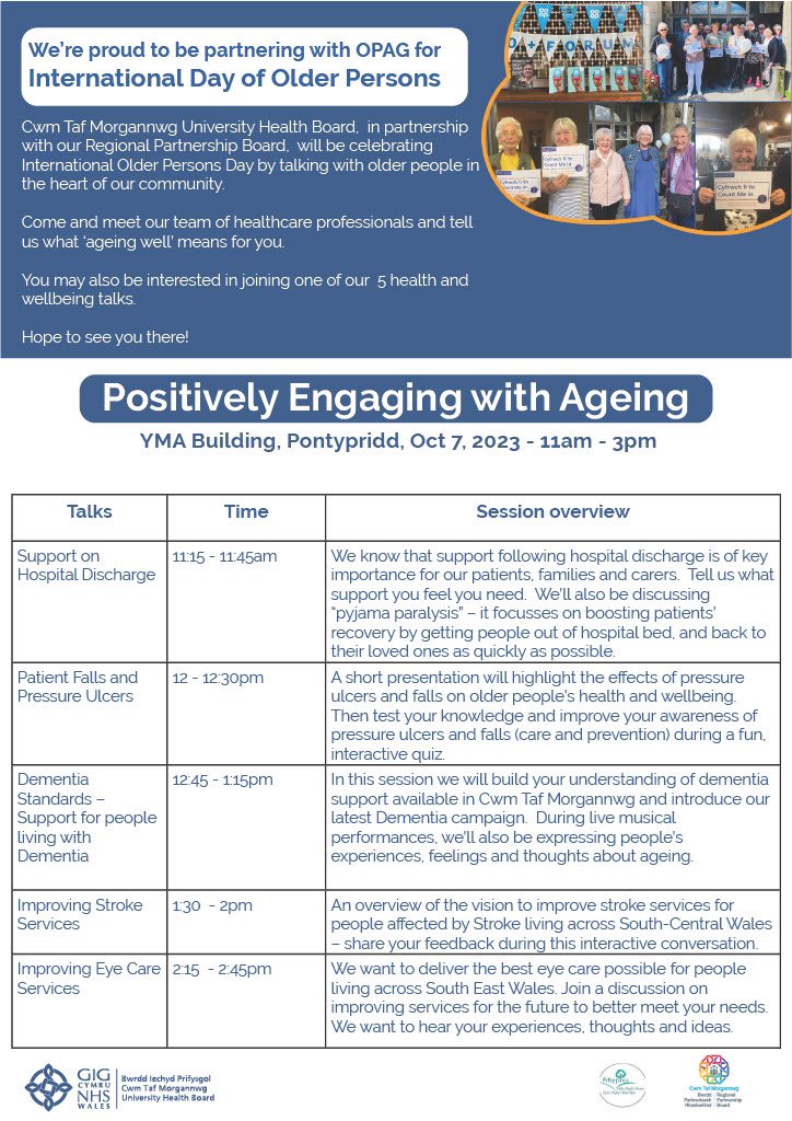 #AgeingWell; strongly, independently & confidently is of great importance to me. It’s a great privilege to lead this community engagement event👇this Saturday on behalf of @CwmTafMorgannwg- in partnership with a SUPER multidisciplinary team from our health board @ ctmrpb 🫶