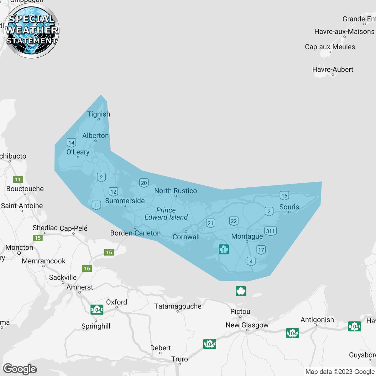 IWeatherPEI's tweet photo. #pestorm 4:42a SPECIAL WEATHER STATEMENT ISSUED by Environment Canada

Prince Edward Island

https://t.co/p2vrWlaop8 https://t.co/gIEyI9Y2Cv