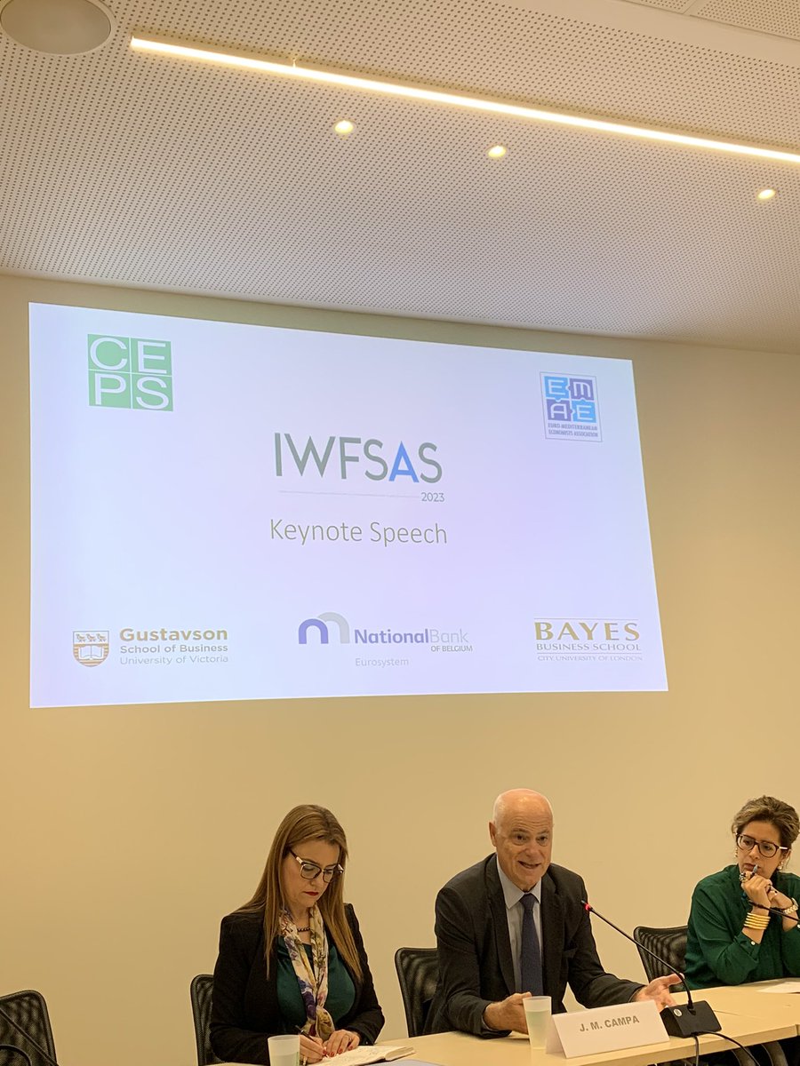 Great start to #IWFSAS2023 with a Keynote from JM Campa @EBA_News. Thanks to @CEPS_thinktank for hosting with @BayesBSchool @EMEAorg @NBB_BNB_FR @GustavsonUVic