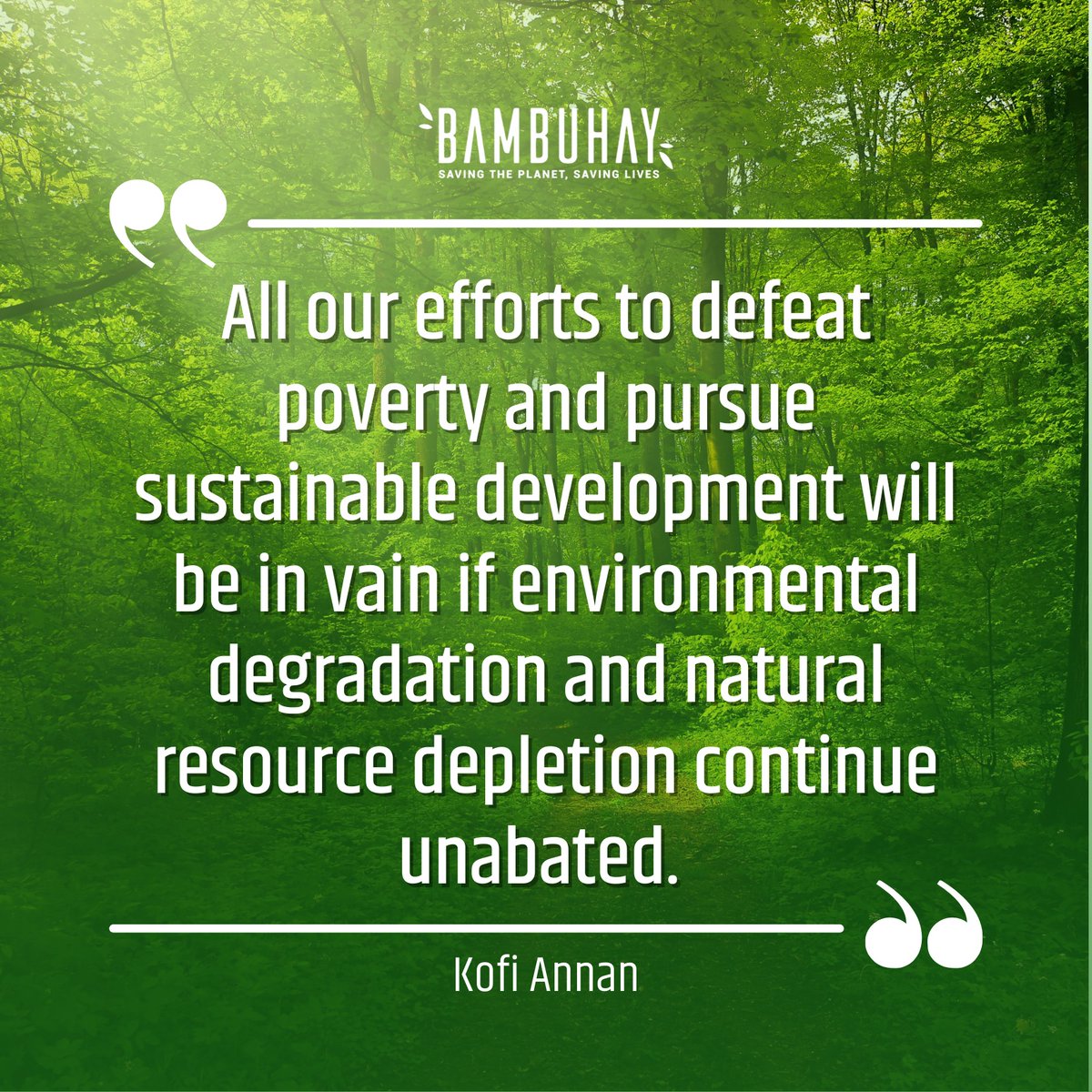 All our efforts to defeat poverty and pursue sustainable development will be in vain if environmental degradation and natural resource depletion continue unabated.
Kofi Annan
#PlasticFreeStartsWithMe #breakfreefromplastic
#savingtheplanet #savinglives #plantable