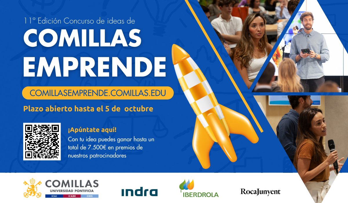 Última oportunidad para hacer de tus ideas, realidades. 🚀

El plazo del Concurso de Ideas #ComillasEmprende se cierra hoy día 5 de octubre, ¡date prisa y súmate a esta aventura! 

➡️Consulta las bases del concurso e inscríbete  comillasemprende.comillas.edu