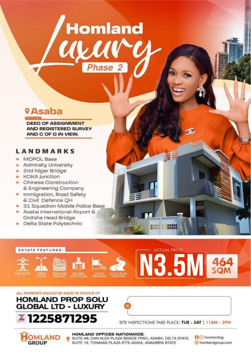 Ausman_tech's tweet photo. You ever wonder why Real Estate appreciates?

 While jewelry, stocks, 
limited editions of exclusive expensive products depreciates?

 It’s the changing effect of inflation. 
Contact +2349037443817 

HOMLAND GROUP!
Changing one life at a time...
#Homlandgroup
#Landedpro
#Asaba https://t.co/1Bi9je6mkk