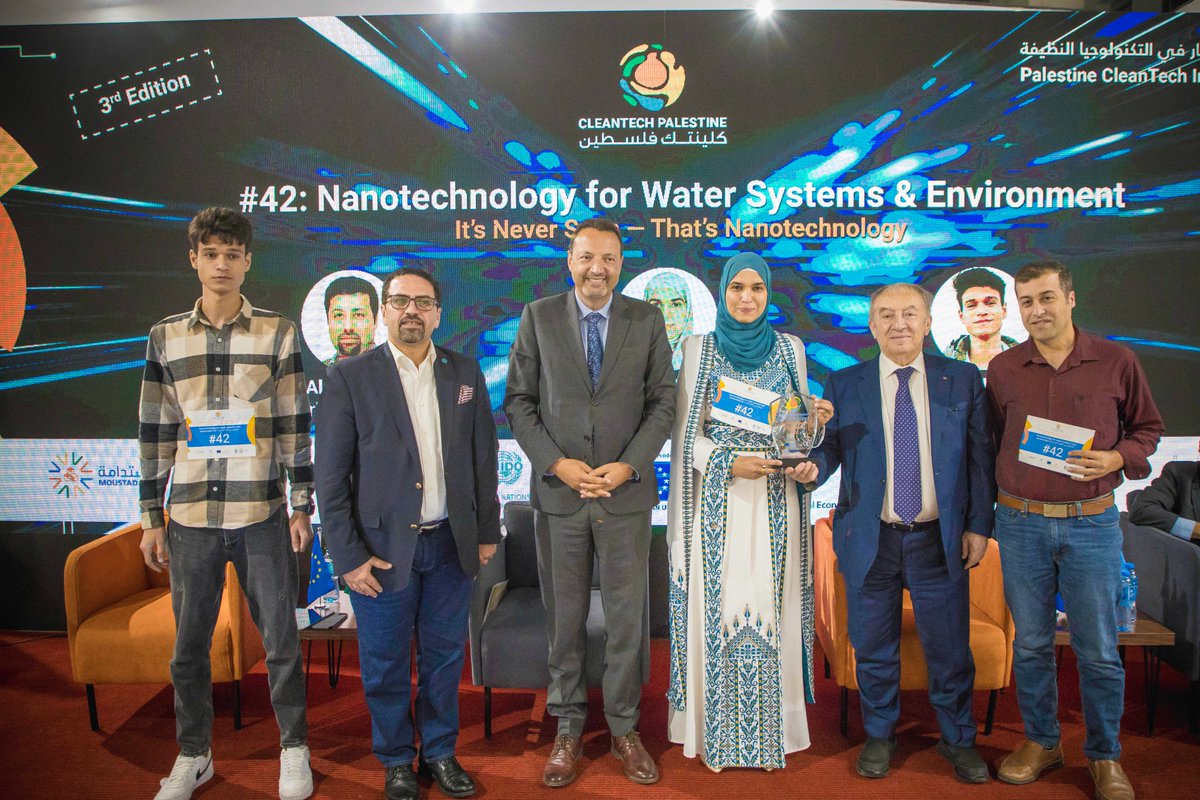 Thrilled to announce the #Cleantech #Champions of the 3rd Edition of the #PalestineCleanTechInnovationCompetition! Congrats to #NanotechnologyforWaterSystemsandEnvironment, #Agriotec and #Glean for their brilliant, sustainable solutions @UNIDO #UNIDOPalestine