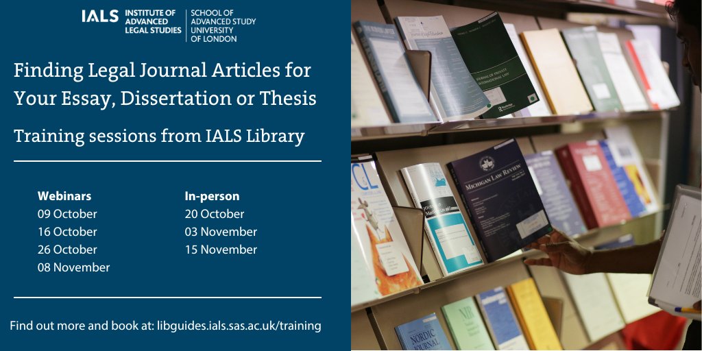 Book now for our upcoming training session: Finding Legal Journal Articles 🧐 Tailored for law postgraduate students, this session will be your compass in navigating the vast sea of legal literature. 🌊 📅9th October + 6 other dates bit.ly/3PUYcJ1
