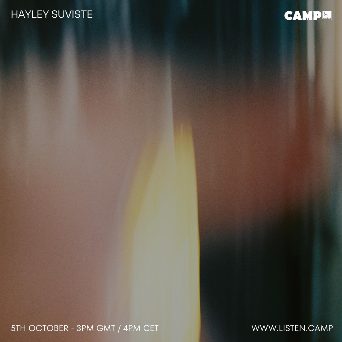 Hayley Suviste (@hayleysuviste) on Twitter photo It's been a year since my first <a href="/listen_camp/">CAMP Radio</a> show!
This month's show will be going out today at 3pm GMT / 4pm CET at listen.camp 💫
Ft. <a href="/hyperdawnmusic/">hyperdawn</a>, <a href="/joseph_kamaru/">KMRU (Kamaru)</a>, @clairerousay, <a href="/deland_helena/">Helena Deland</a>, <a href="/_jakemuir/">Jake Muir</a>, <a href="/slowfoam/">Slowfoam</a>, <a href="/lau_nau/">Lau Nau</a>, @joni_void & @cinder_well It's been a year since my first <a href="/listen_camp/">CAMP Radio</a> show!
This month's show will be going out today at 3pm GMT / 4pm CET at listen.camp 💫
Ft. <a href="/hyperdawnmusic/">hyperdawn</a>, <a href="/joseph_kamaru/">KMRU (Kamaru)</a>, @clairerousay, <a href="/deland_helena/">Helena Deland</a>, <a href="/_jakemuir/">Jake Muir</a>, <a href="/slowfoam/">Slowfoam</a>, <a href="/lau_nau/">Lau Nau</a>, @joni_void & @cinder_well