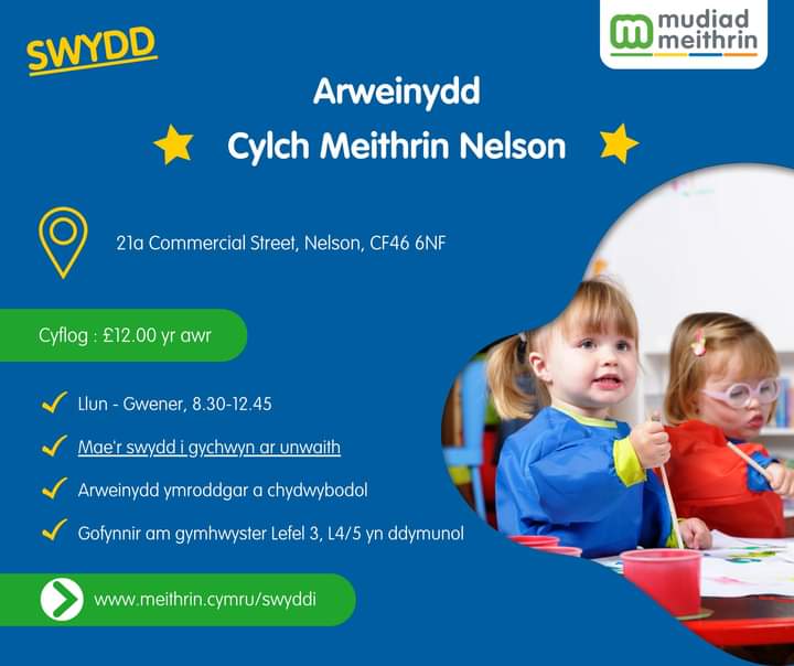 CeriMudiad's tweet photo. Mae Cylch Meithrin Nelson yn edrych am Arweinydd. Plis rhannwch 🙂👍 https://t.co/wZb1pXx7kG
