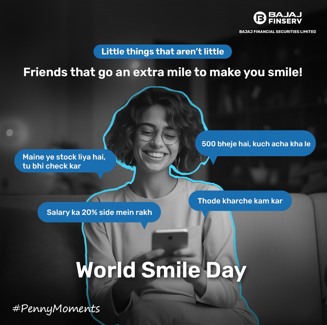 BajajBroking's tweet photo. Kuch chhoti chhoti baatein hi kabhi kabar khush kar deti hai. Tag those who make you smile :)
#WorldSmileDay #Topical2023 #StockMarket #BFSL #BajajFinancialSecurities #PennyMoments #LittleThings https://t.co/HyGXSZL9hx