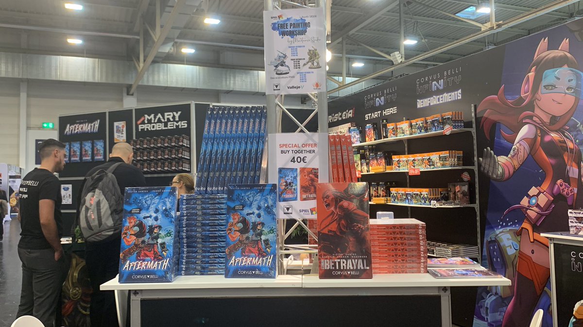 InfinityTheGame's tweet image. Come by our booth at #SPIEL23. We have new products and great discounts! 🎲
