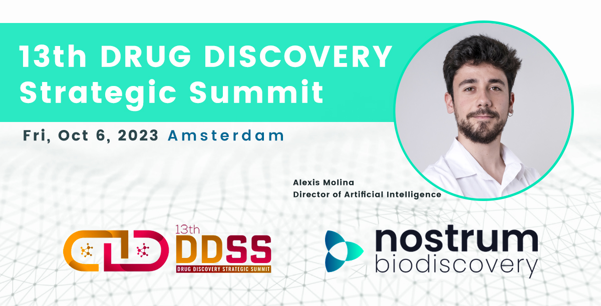 Nostrum Biodiscovery (@hellonostrum) on Twitter photo On October 5 and 6, we'll be in Amsterdam for the 13th Drug Discovery Strategic Summit.
Our director of artificial intelligence <a href="/alexismolinamr/">Alexis Molina</a> will present the session, titled "Informed lead generation from the screening of ultra-large databases," during the conference. On October 5 and 6, we'll be in Amsterdam for the 13th Drug Discovery Strategic Summit.
Our director of artificial intelligence <a href="/alexismolinamr/">Alexis Molina</a> will present the session, titled "Informed lead generation from the screening of ultra-large databases," during the conference.