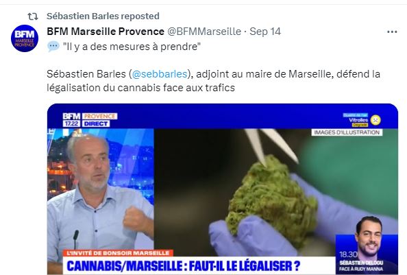 Ensemble, pour les Marseillais ! (@ensembleplm) on Twitter photo Le rêve fou de l'adjoint au Maire <a href="/sebbarles/">Sébastien Barles</a> : un coffee shop face à la #Fac #Colbert ? La drogue empêche nos étudiants d'étudier mais la réponse de la majorité municipale pour éradiquer ce fléau est de la #légaliser ! Consternant. Le rêve fou de l'adjoint au Maire <a href="/sebbarles/">Sébastien Barles</a> : un coffee shop face à la #Fac #Colbert ? La drogue empêche nos étudiants d'étudier mais la réponse de la majorité municipale pour éradiquer ce fléau est de la #légaliser ! Consternant.