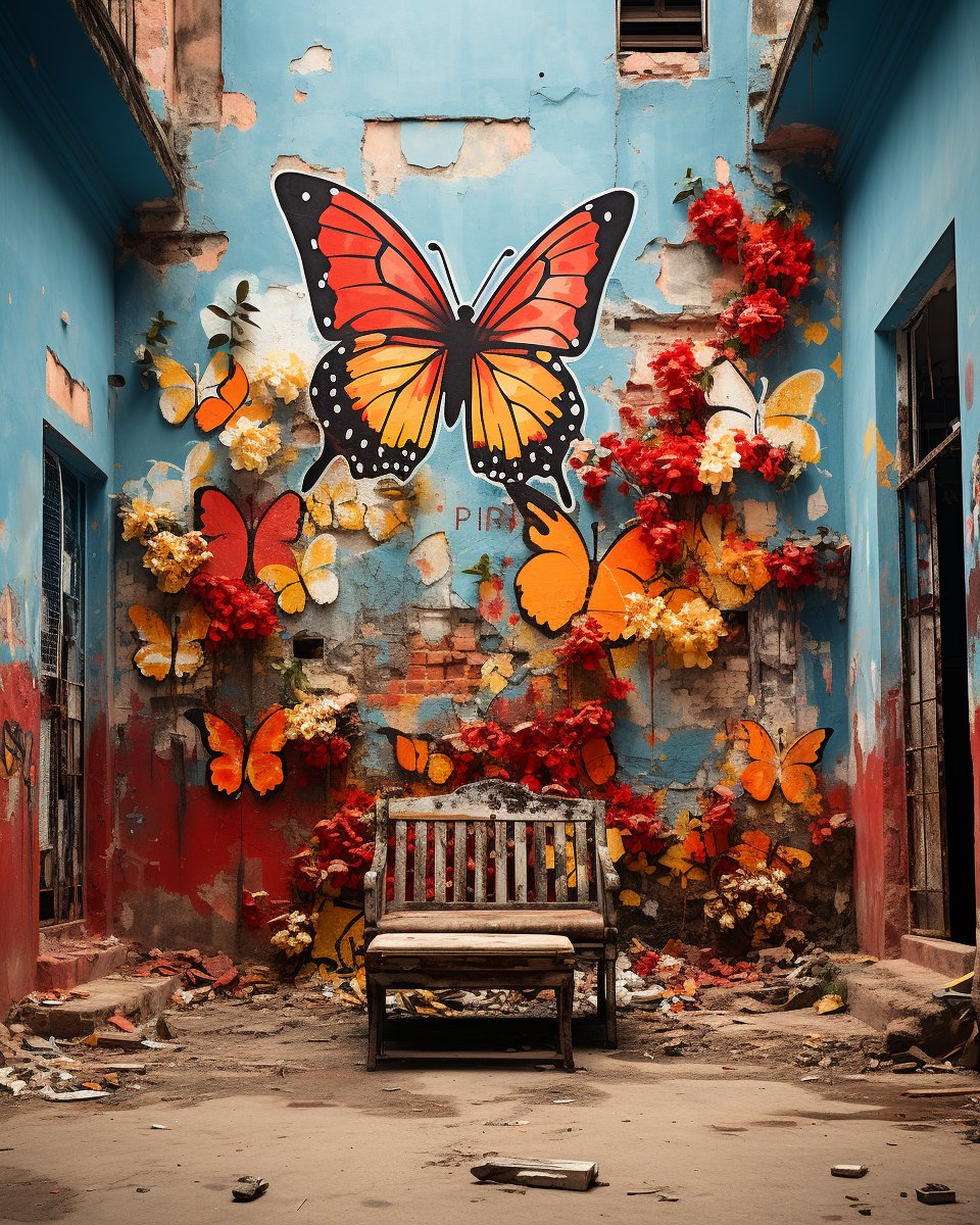 aibrushproject's tweet photo. When chaos dances with creativity, magic happens. 🦋🖌️ Embrace the unexpected to unlock a world of hyper-detailed knowledge. 🎨✨
#ButterfliesAndMurals #KnowledgeThroughDisruption #HyperDetail #CreativityUnleashed #UnconventionalBeauty https://t.co/QsuVEKQMBT