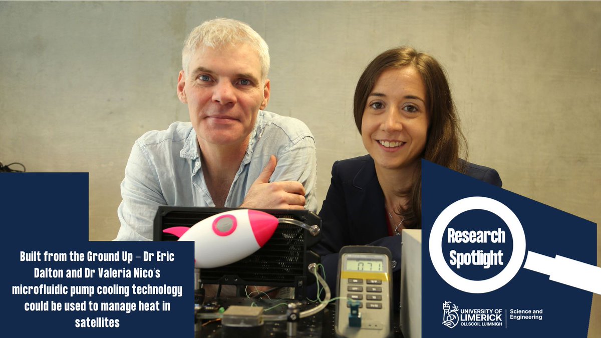 Built from the Ground Up: In this edition of Research Spotlight we highlight the microfluidic pump cooling technology developed @UL by Dr Eric Dalton and Dr Valeria Nico that could be used to manage heat in satellites

Read more: bit.ly/3FaT257

#SpaceWeek #ULResearch