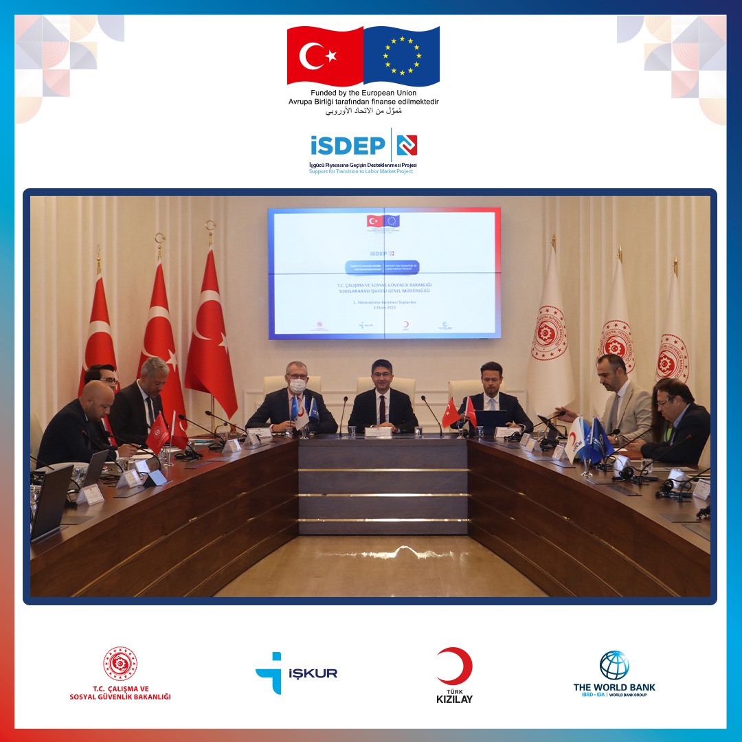 İşgücü Piyasasına Geçişin Desteklenmesi Projesi <a href="/WorldBank/">World Bank</a> teknik desteği ile <a href="/csgb_uigm/">Uluslararası İşgücü Genel Müdürlüğü</a> koordinasyonunda <a href="/TurkiyeIsKurumu/">İŞKUR</a> ve <a href="/Kizilay/">Türk Kızılay</a> tarafından yürütülmektedir. 1. Yönlendirme Komitesi Toplantısı 03.10.2023 tarihinde <a href="/csgbakanligi/">T.C. Çalışma ve Sosyal Güvenlik Bakanlığı</a>'nda
gerçekleştirilmiştir. #isdep2 #csgb #uigm