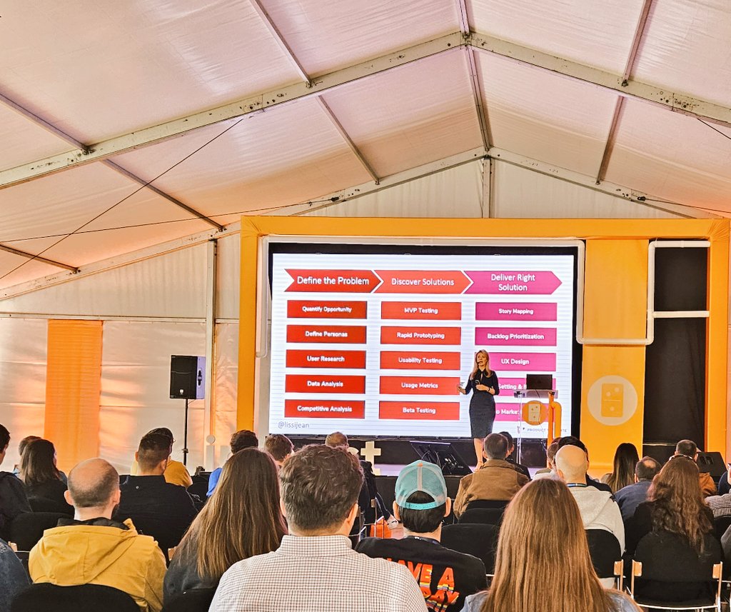 Wonderful sunny day listening to <a href="/lissijean/">Melissa Perri</a> 's talk in one of the tents at #ImpactAtCompassTechSummit ☀️🤩😍