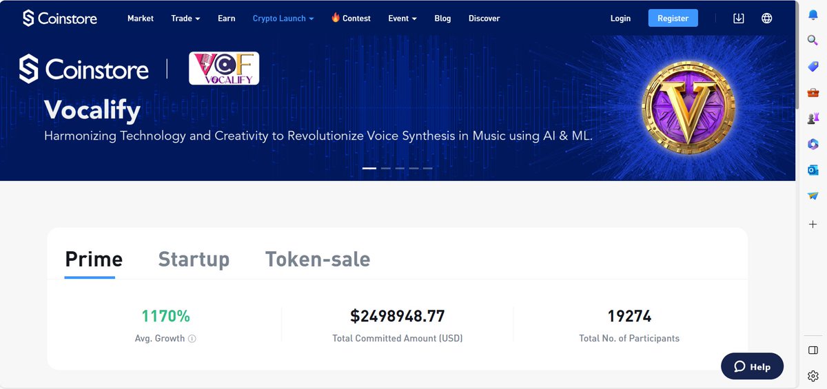 Vocalify to list on coinstore under 2 hrs. Hurry!! Limited Tokens for sale.