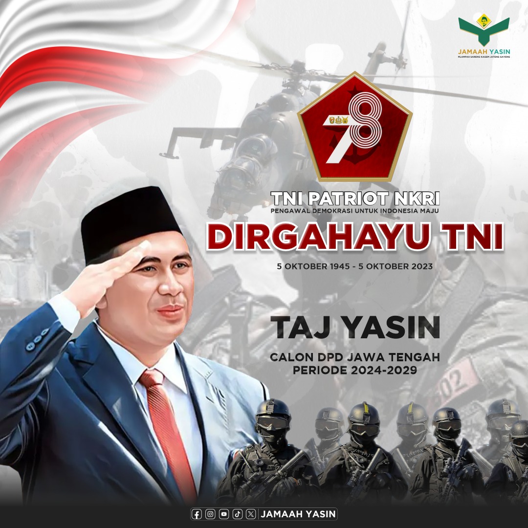 jamaah_yasin's tweet photo. Dirgahayu TNI KE-78 #dirgahayutni78 #tni https://t.co/J7zLqgEwgZ