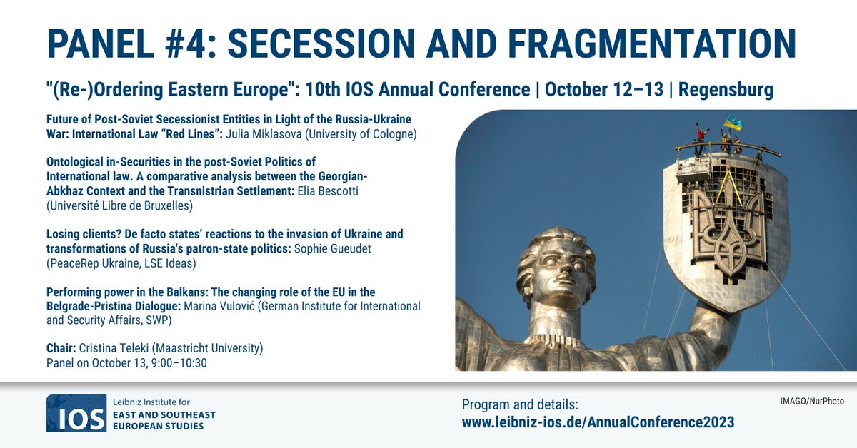 Leibniz-Institut für Ost- & Südosteuropaforschung (@leibnizios) on Twitter photo Join Panel 4 on #Secession and #Fragmentation at our #IOSConference2023. With Julia Miklasova, <a href="/Elia_Bescotti/">Elia Bescotti</a>, <a href="/GueudetSophie/">Sophie GUEUDET</a> and Marina Vulović. Chaired by Cristina Teleki.
➡️ leibniz-ios.de/en/events/deta… Join Panel 4 on #Secession and #Fragmentation at our #IOSConference2023. With Julia Miklasova, <a href="/Elia_Bescotti/">Elia Bescotti</a>, <a href="/GueudetSophie/">Sophie GUEUDET</a> and Marina Vulović. Chaired by Cristina Teleki.
➡️ leibniz-ios.de/en/events/deta…