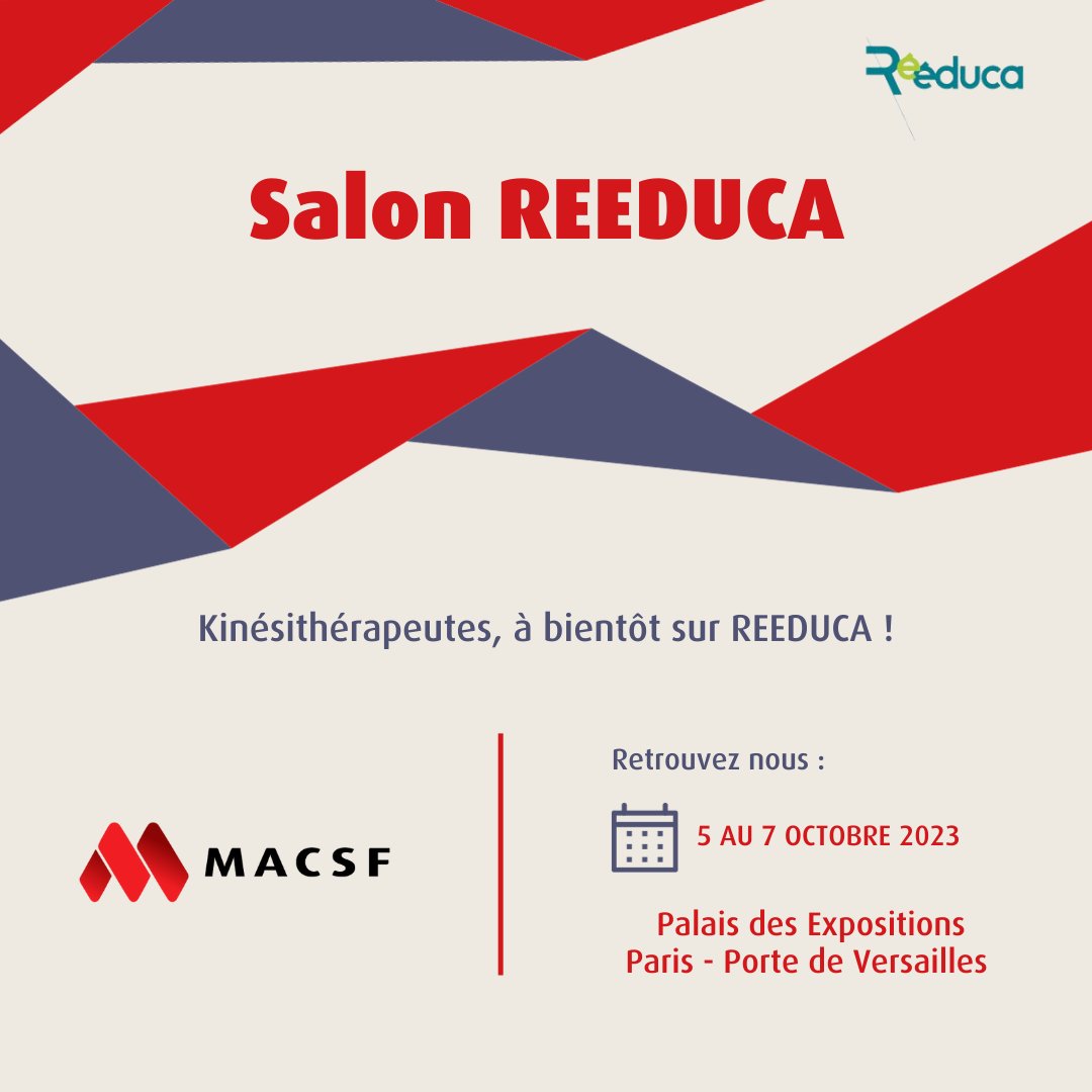 groupe_MACSF's tweet image. [RDV]📆#kiné, retrouvez-nous à @ReeducaParis dès aujourd'hui !
📍Hall 4, stand N°B41
👉bit.ly/46rdnPr