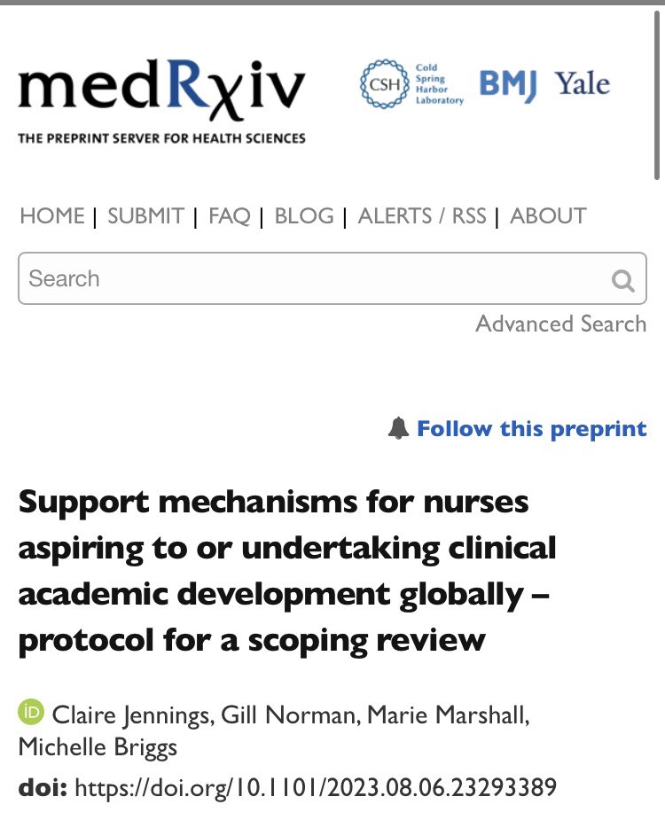 Great to see our scoping review protocol published as pre-print - looking forward to seeing the results <a href="/cfcjennings78/">Claire Jennings</a> <a href="/GN_ARC/">Gill Norman</a> <a href="/MarieMars4/">Dr Marie Marshall MBE</a> 
medrxiv.org/content/10.110…