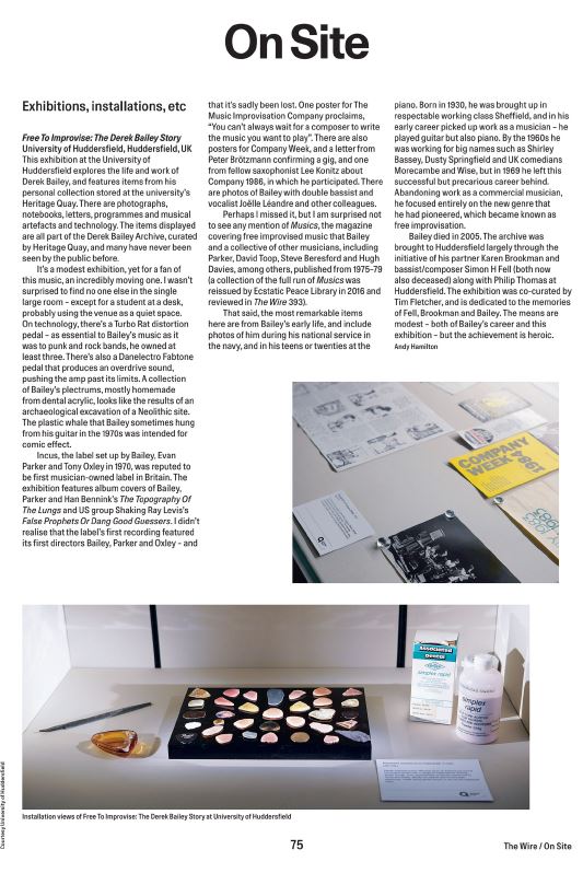 Heritage_Quay's tweet photo. Just thrilled with this review of our recent #DerekBailey exhibition in @thewiremagazine's November issue!

"Incredibly moving"

"the achievement is heroic" 

https://t.co/pBPFSKZze1

@philip_thomas_1 @HuddersfieldUni https://t.co/ZDyELFulj0