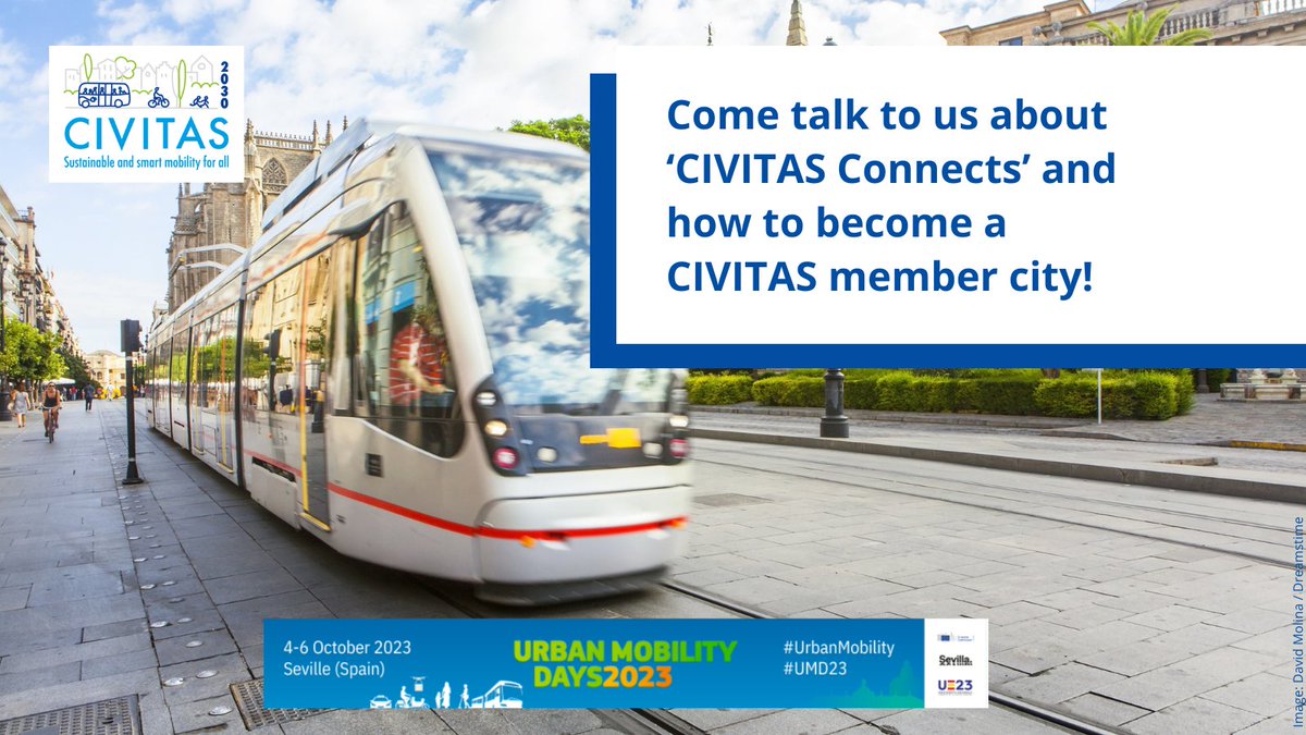 CIVITAS_EU's tweet photo. ☀️Good morning Seville 🇪🇸!
We welcome all at #UMD23 to come and talk to us at the CIVITAS stand about growing our network to make #SustainableMobility a reality for all! https://t.co/fchXhlYB7L