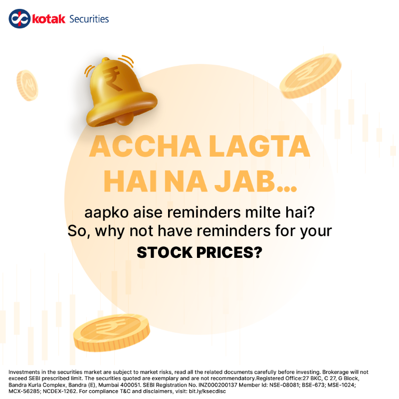 kotakneo's tweet photo. This post is your reminder to try out the Price Alert feature!🔔
Disc: https://t.co/mM1sKSDjB8
#KotakSecurities #KotakNeo #NeoWayToTrade #NewFeature #PriceAlert #PriceAlertFeature #Trading #Investing