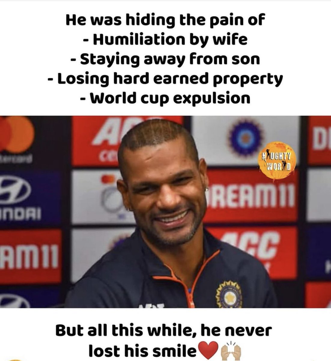 striver_79's tweet photo. It takes something to take everything in, and come out everytime smiling with 0 negativity. 

Dhawan was not celebrated much, but he is indeed the best of human beings you will get out there ♥️ https://t.co/KDz0fnKUyO