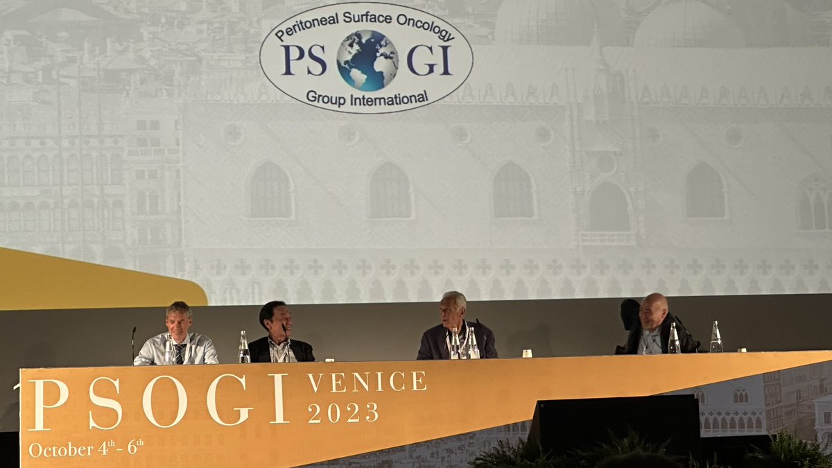 The league of extraordinary gentlemen. The 4 torch bearers of PSM <a href="/PSugarbaker/">Paul H Sugarbaker</a>,Dr. Yonemura, Dr. Morran, Dr. Morris. It all happens here #Venice. Day 1 #PSOGI2023 <a href="/PSOGI_EC/">Peritoneal Surface Oncology Group International</a> <a href="/indepso/">INDEPSO</a> <a href="/writeslkpushkin/">Aditi Bhatt</a> <a href="/docswapnil01/">Swapnil Patel</a> <a href="/sanket86024322/">sanket sharad mehta</a> <a href="/rohitranade/">Rohit R Ranade</a> <a href="/jeetrohila/">Jitender Rohila</a>