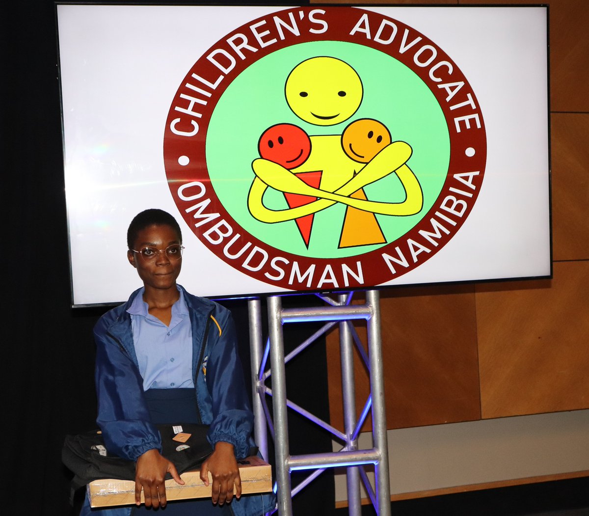 Ombudsman_Offna's tweet photo. Hilja Kwedhi of Etosha Secondary School in the Oshikoto region was named the winner of the Children's Advocate logo competition on Monday, October 2, during the Children's Advocate logo unveiling ceremony. https://t.co/qppl716Dzb