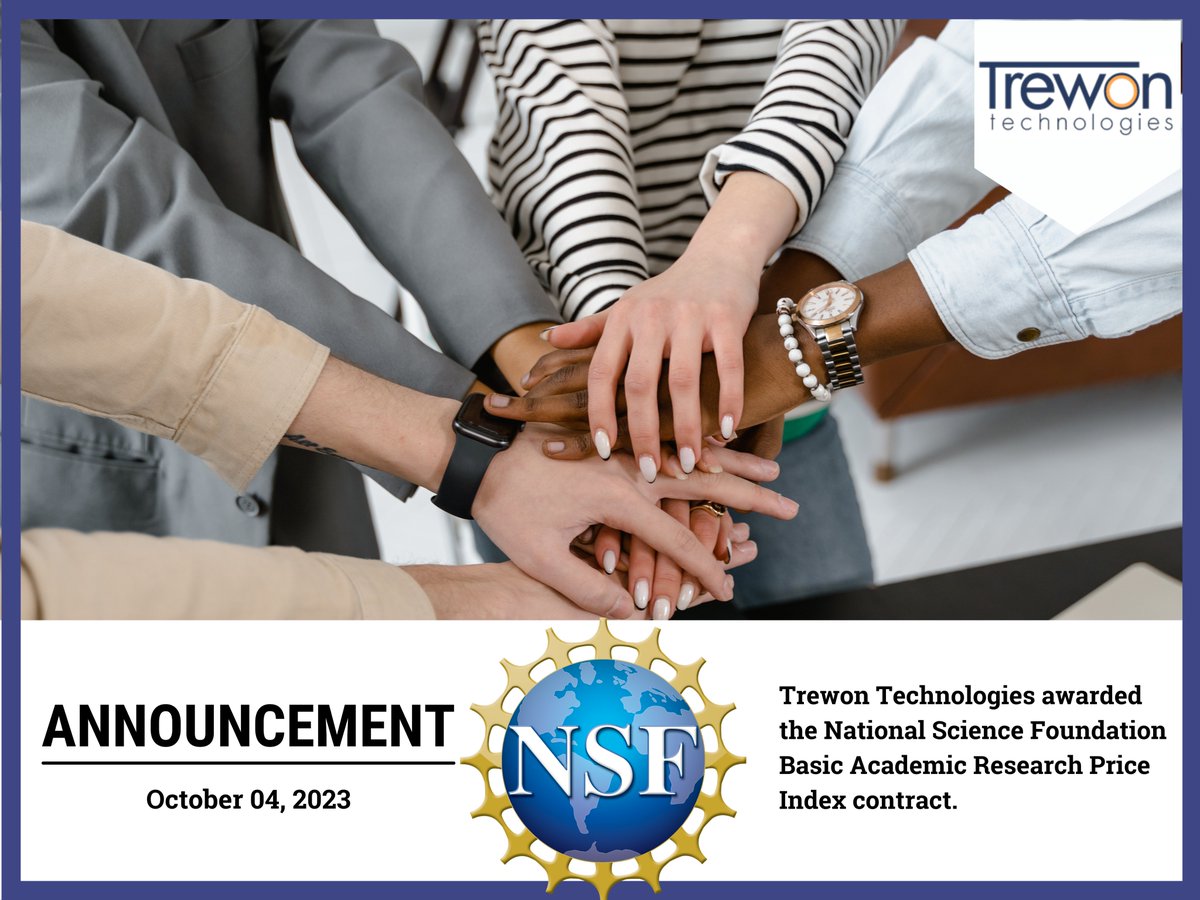TrewonTech's tweet image. Trewon Technologies, LLC is honored to receive the National Science Foundation (NSF) Basic Academic Research Price Index contract.
To learn more visit: lnkd.in/gjWi7bNj
