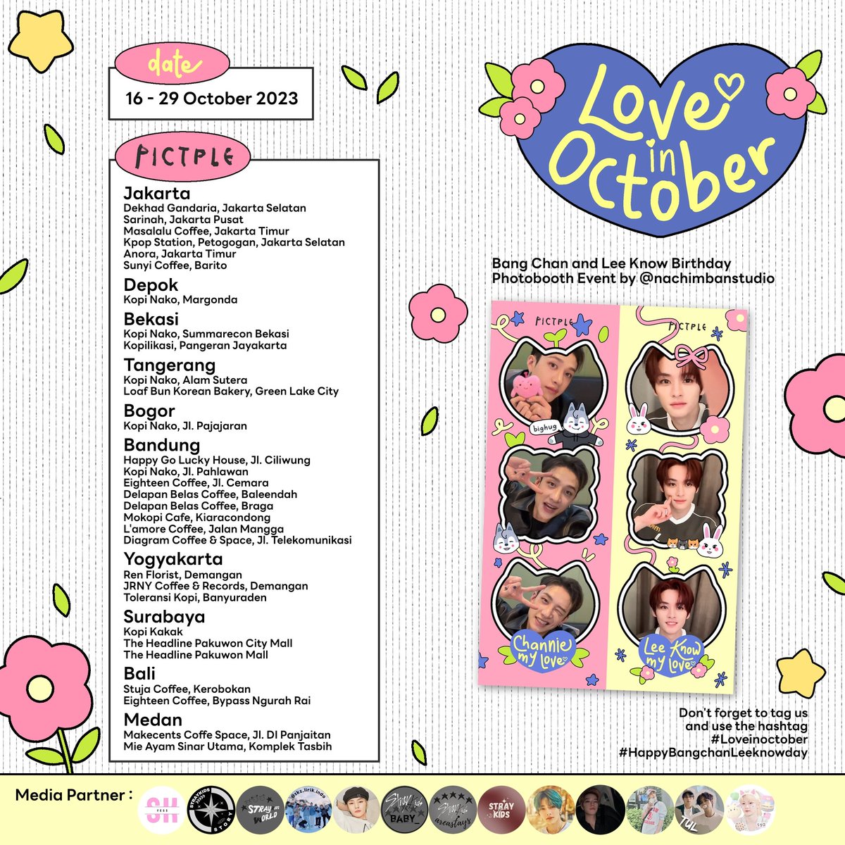nachimbanstudio's tweet photo. βΛπ· π³πππ ππ πΆππππππ βq°β©
Bangchan and Leeknow Birthday Photobooth Event available at : Snaplab, Pictple and Solophoto
ποΈ 15 October - 31 October 2023
π Details on poster
Don't forget to tag us and use the hashtag #Loveinoctober #HappyBangchanLeeknowday https://t.co/s2v2V7vCDQ