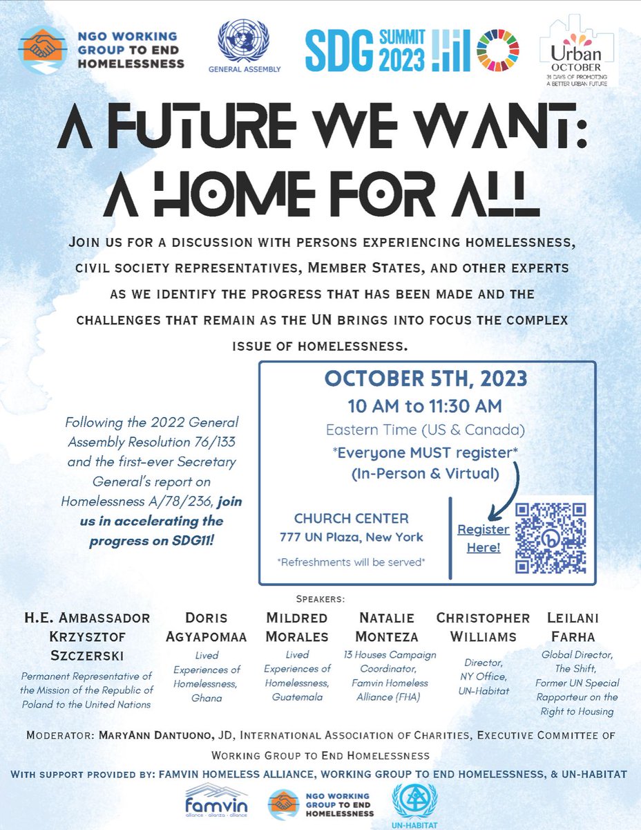 If you havent read the UN Sec Gen @antonioguterres report on homelessness, you should! Or fast track your knowledge by joining a webinar today at 10:00am to get the global take + action on the most pressing social issue of our times! Register here: depaul.zoom.us/webinar/regist…