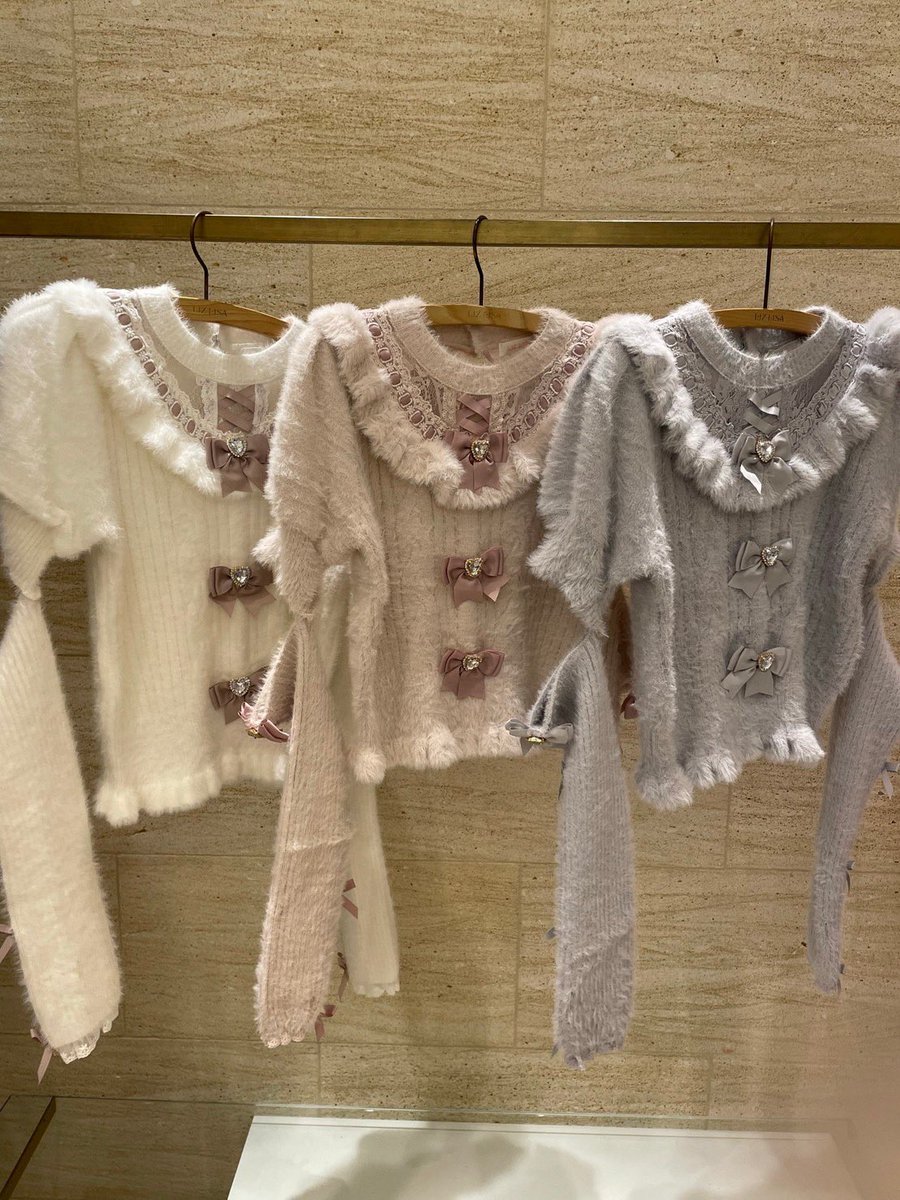 リズリサ アームウォーマー3連リボンニット ホワイト リズリサニット