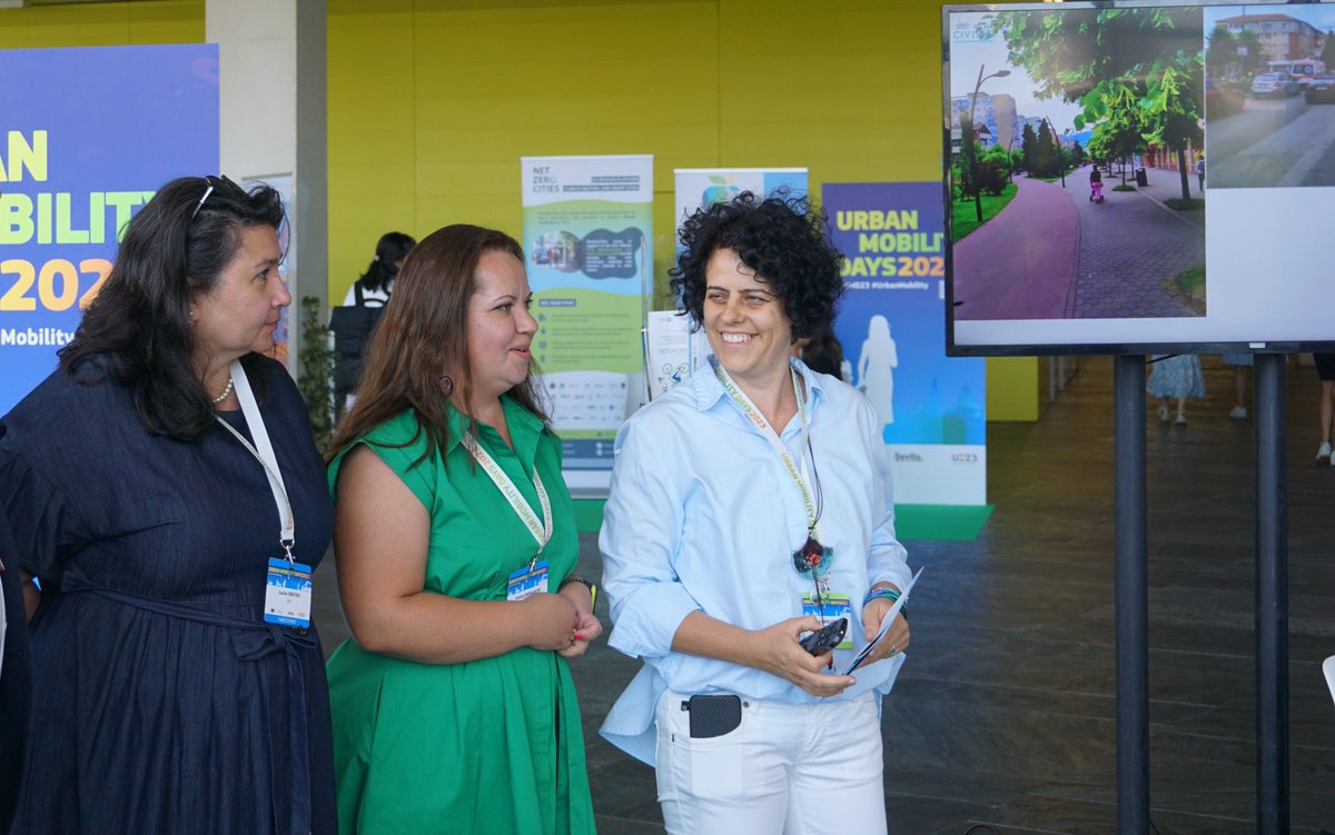 CIVITAS_EU's tweet photo. ☀️Good morning Seville 🇪🇸!
We welcome all at #UMD23 to come and talk to us at the CIVITAS stand about growing our network to make #SustainableMobility a reality for all! https://t.co/fchXhlYB7L