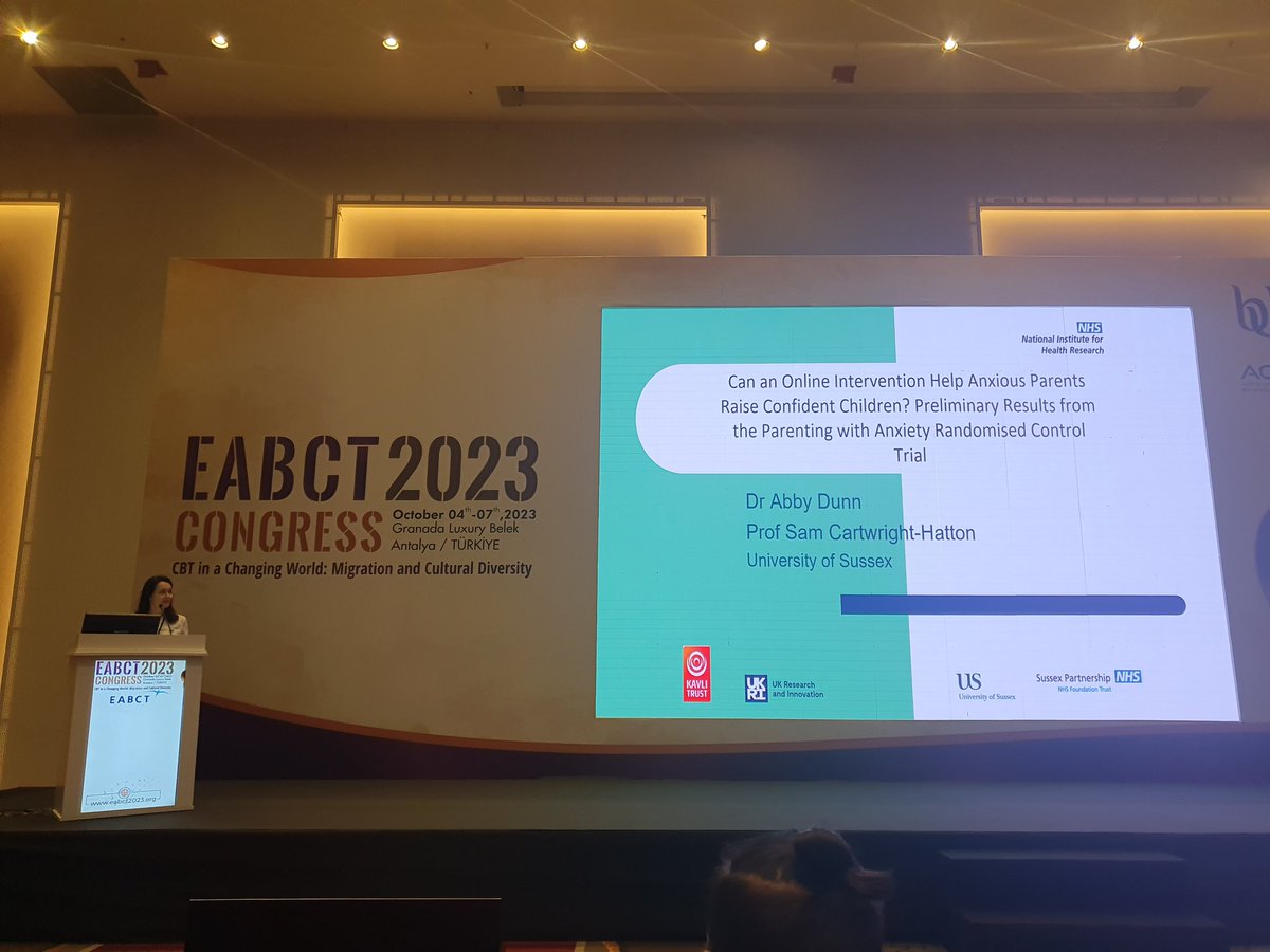 Fantastic to hear about the huge Parenting with Anxiety study at EABCT today.  Over 1800 parents took part in a digital intervention study! @SamCH_ClinPsych @SussexUni  @GLADStudy @AbbydunnP @PWAstudy @eabct2023