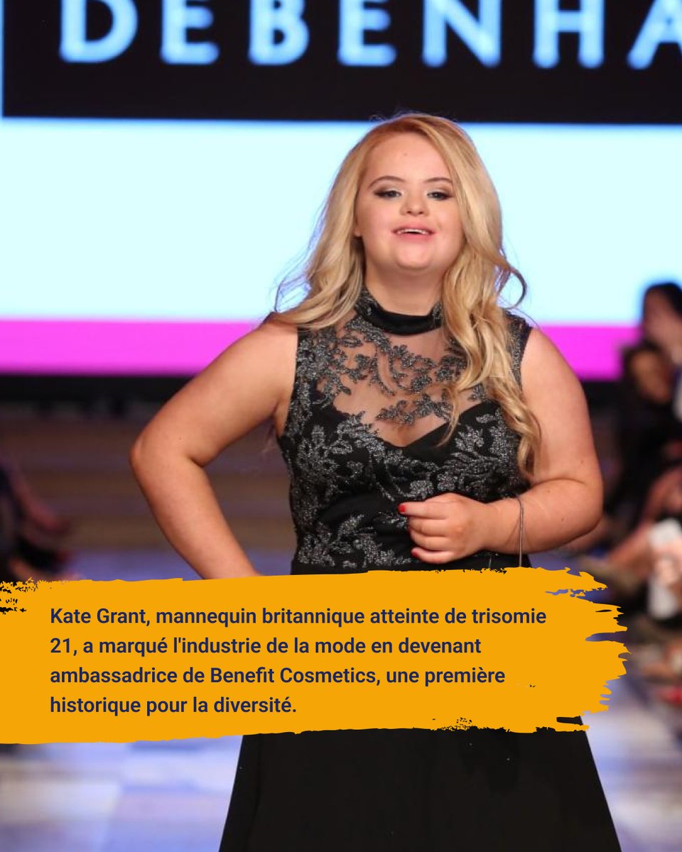 Novasanco's tweet photo. 🌟 Découvrez Kate Grant, la mannequin qui a brisé les barrières de l'industrie de la #mode ! 🌟

👑 Première personne atteinte de #trisomie21 à devenir ambassadrice de @BenefitBeauty, Kate Grant est une icône de la #diversité et de l'#inclusion.

@AccessibleTOUS https://t.co/Ij0lyH0DuR