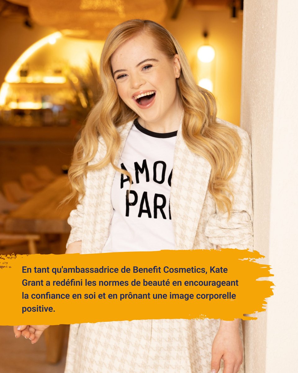 Novasanco's tweet photo. 🌟 Découvrez Kate Grant, la mannequin qui a brisé les barrières de l'industrie de la #mode ! 🌟

👑 Première personne atteinte de #trisomie21 à devenir ambassadrice de @BenefitBeauty, Kate Grant est une icône de la #diversité et de l'#inclusion.

@AccessibleTOUS https://t.co/Ij0lyH0DuR
