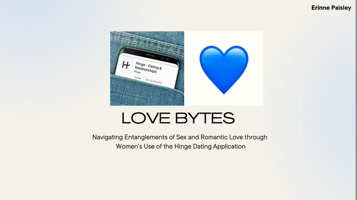Erinne Paisley (@erinnep) on Twitter photo Very excited this morning to be presenting my ongoing research on dating apps/romantic love at <a href="/SCMConference/">Sex in Contemporary Media Conference</a>🥰 Very excited this morning to be presenting my ongoing research on dating apps/romantic love at <a href="/SCMConference/">Sex in Contemporary Media Conference</a>🥰