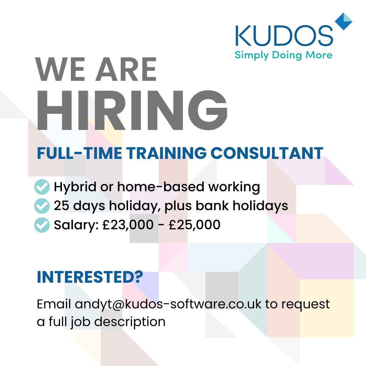 <a href="/Kudos_Software/">Kudos Software</a> is looking for a talented Training Consultant to bolster our projects team for our growing number of charity, marine and caravan customers.

25 days holiday + bank holidays, hybrid working &amp;  training

lnkd.in/eMsMz7Uv or email andyt@kudos-software.co.uk