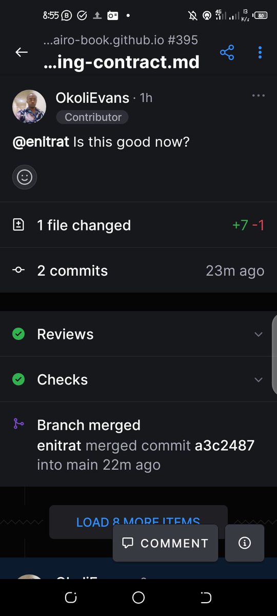 OkoliEvans's tweet image. Finally got my first PR merged to Cairo book. I guess I just became the latest contributor 🤤💪

... I&apos;m so excited.

This is the first of many to come. 

Thanks to @GuthL @Starknet @milancermak @eniwhere_ and the entire #StarknetCommunity