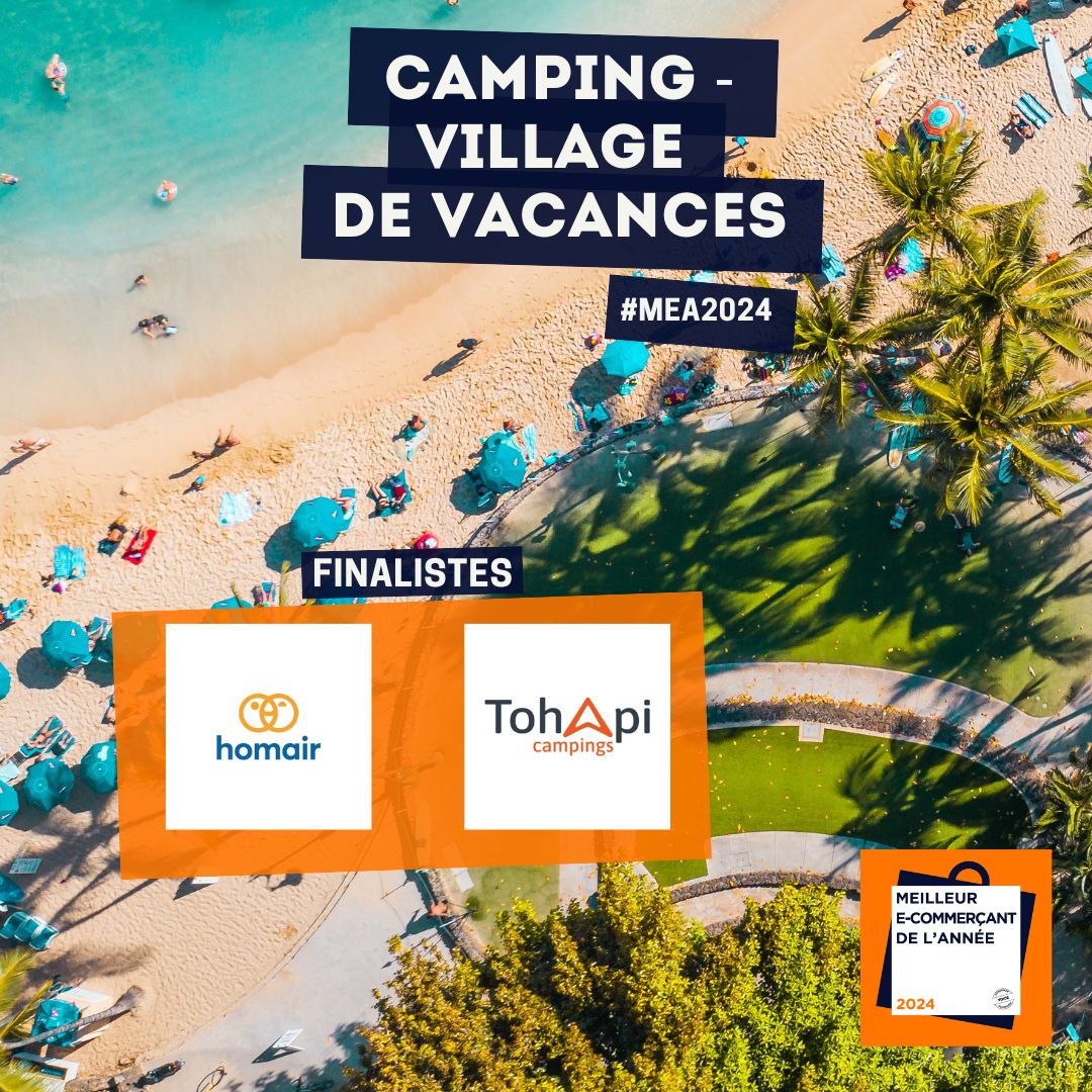 Vous avez choisi <a href="/Homair/">Andrzej Chomont</a> et <a href="/Tohapi/">Julie Swanson</a> pour vos moments d’évasions et comme finalistes du Trophée Meilleur E-commerçant 2024 dans la catégorie #Camping #Villagedevacances ! Annonce du gagnant le 11 octobre !

#MEA2024 #Camping #Villagedevacances