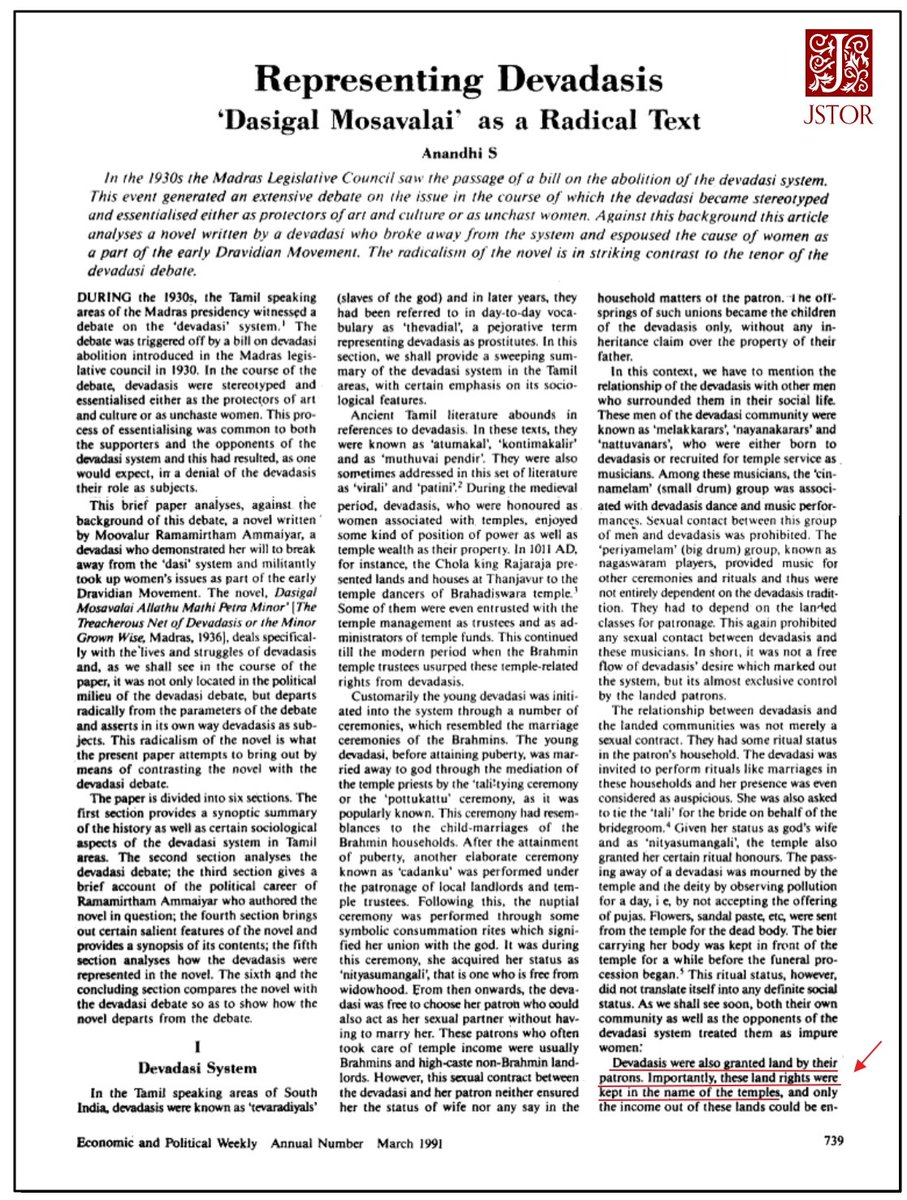 ThiranAayvidam's tweet image. Political Event between "Conservative" and "Progressive" Segments of Brahmo Samajists in History

Representing #Devadasis:
Dasigal Mosavalai as a Radical Text by S.Anandhi

Economic and Political Weekly
Vol. 26, No 11/12, Annual No. (Mar 1991),6 pages

1/n #DevadasiSystem